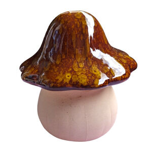 Ceramic Garden Ornaments Red Mushroom Handcrafted Sculpture Gift Indoor Outdoor